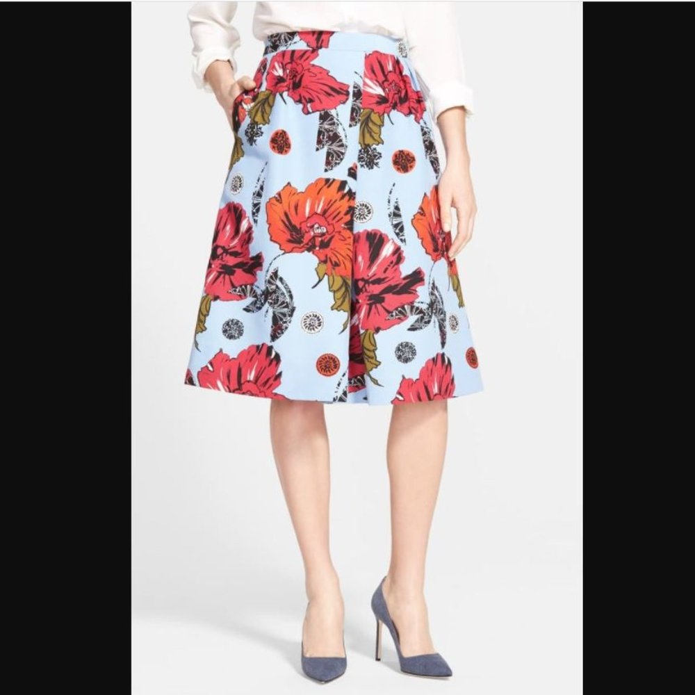 Classiques Entier Floral Print Cotton & Silk Skirt